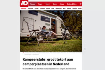 Artikel in het AD: groot tekort aan camperplaatsen in Nederland